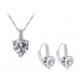 7.5 CARAT Heart Cut Clear Lab-Created Sapphire Rhodium Plated Earring & Pendant Set