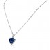 2.33 CARAT Blue Heart Cut Lab-Created Sapphire Gem Rhodium Plated Pendant