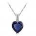 7.5 CARAT Heart Cut Blue Lab-Created Sapphire Rhodium Plated Earring & Pendant Set