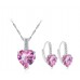 7.5 CARAT Heart Cut Pink Lab-Created Sapphire Rhodium Plated Earring & Pendant Set
