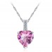 7.5 CARAT Heart Cut Pink Lab-Created Sapphire Rhodium Plated Earring & Pendant Set