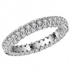 3.00CT Lab-Created Sapphire 10K Rhodium Plated Eternity Band