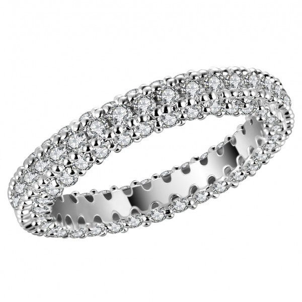 3.00CT Lab-Created Sapphire 10K Rhodium Plated Eternity Band