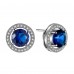 BRILLIANT CUT BLUE LAB-CREATED SAPPHIRE RHODIUM PLATED EARRINGS AND PENDANT SET