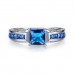 7.5 CARAT BLUE LAB-CREATED SAPPHIRE RHODIUM PLATED RING & EARRING SET