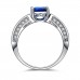 7.5 CARAT BLUE LAB-CREATED SAPPHIRE RHODIUM PLATED RING & EARRING SET