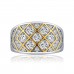 18ct Yellow Gold Plated & Rhodium Plated Mesh Ring With Lab-Created Sapphire Cluster