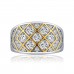 18ct Yellow Gold Plated & Rhodium Plated Mesh Ring With Lab-Created Sapphire Cluster
