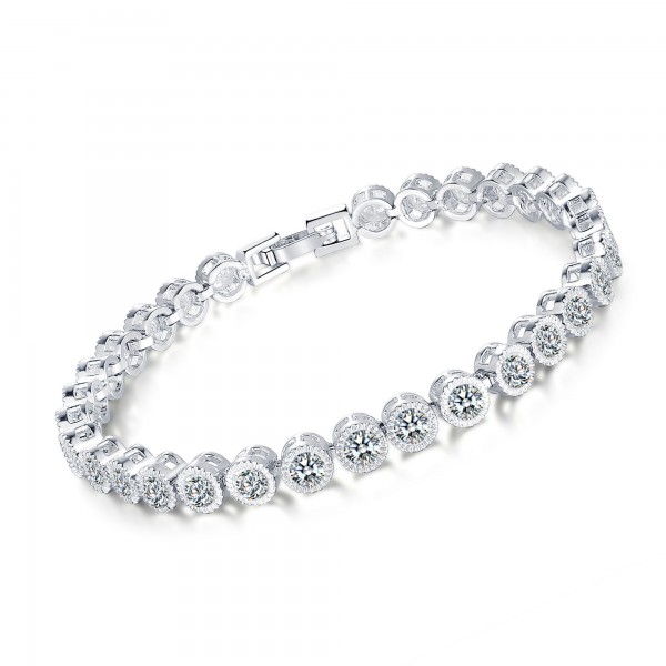 5ct Lab-Created Sapphire Rhodium Plated Bracelet