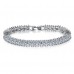 7ct Emerald Cut Lab-Created Sapphire Rhodium Plated Tennis Bracelet