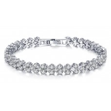 7ct Lab-Created Sapphire Rhodium Plated Multi Link Bracelet