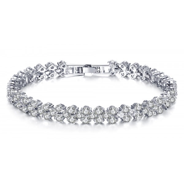 7ct Lab-Created Sapphire Rhodium Plated Multi Link Bracelet