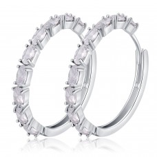 4.0CT Oval Cut Clear Lab-Created Sapphire Rhodium Plated Earrings