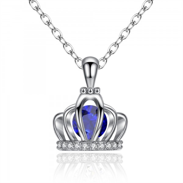 1.5 CARAT ROYAL CROWN BLUE LAB-CREATED SAPPHIRE PENDANT