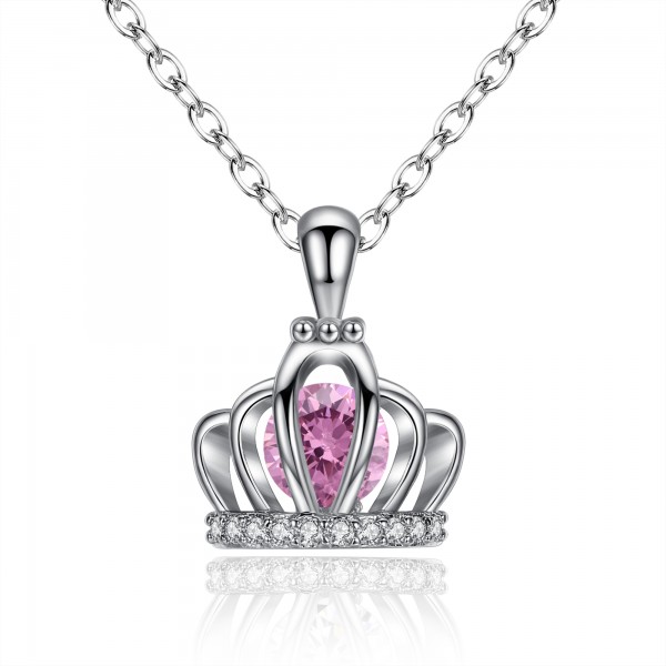 1.5 CARAT ROYAL CROWN PINK LAB-CREATED SAPPHIRE PENDANT