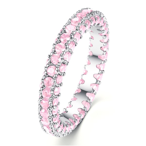 3.00CT Pink Created Lab-Created Sapphire Rhodium Plated Eternity Band