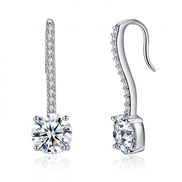 3 CARAT LAB-CREATED SAPPHIRE CLEAR DROP RHODIUM PLATED EARRINGS