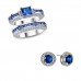 7.5 CARAT BLUE LAB-CREATED SAPPHIRE RHODIUM PLATED RING & EARRING SET