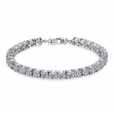 7ct Brilliant Cut Lab-Created Sapphire Rhodium Plated Tennis Bracelet