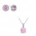 BRILLIANT CUT PINK LAB-CREATED SAPPHIRE RHODIUM PLATED EARRINGS AND PENDANT SET