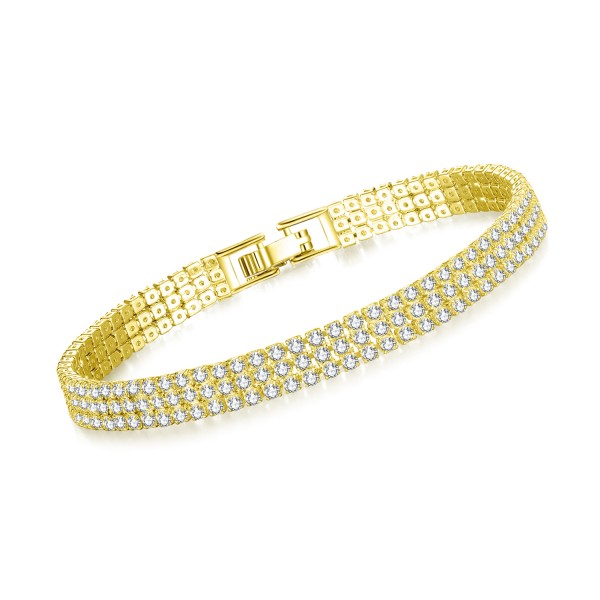 3ct Lab-Created Sapphire 18k Gold Plated Plated triple row bracelet