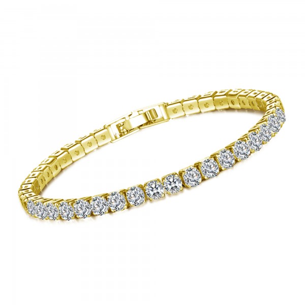 7ct Lab-Created Sapphire 18K Gold Plated Single Row Bracelet