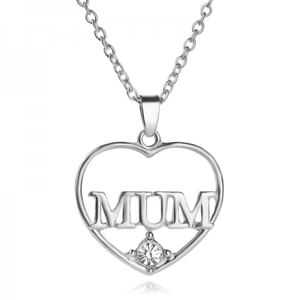 Mum Crystal Heart Pendant