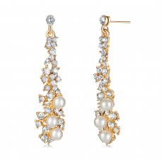 Crystal & Faux Pearl Chandelier Earrings