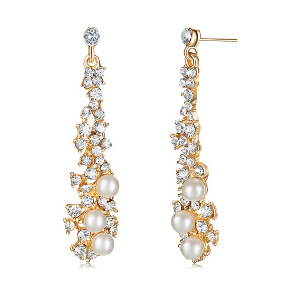 Crystal & Faux Pearl Chandelier Earrings
