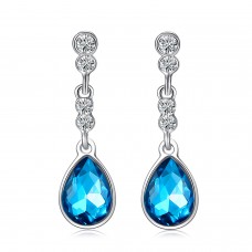 Blue Crystal Drop Earrings