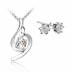 Clear Swirl Pendant & Earrings Set with Rhodium Plated Plating 