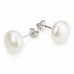 White Freshwater Pearl Earrings Set with Sterling Silver