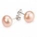 Pink & White Freshwater Pearl Earrings Set with Sterling Silver