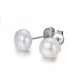 White Freshwater Pearl Earrings Set with Sterling Silver