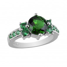 2.33 CARAT Emerald  Brilliant Cut Rhodium Plated Rings