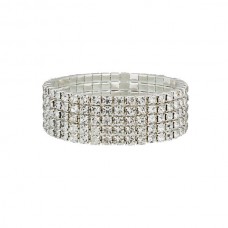 Five Row Tennis Bracelet plated with Sterling Silver & Cubic zirconia Crystals